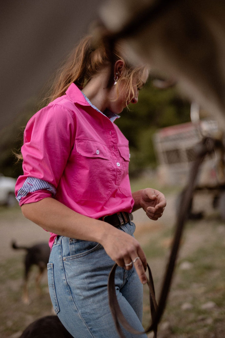 Heidi Workshirt in Bright Pink - H&S Heritage