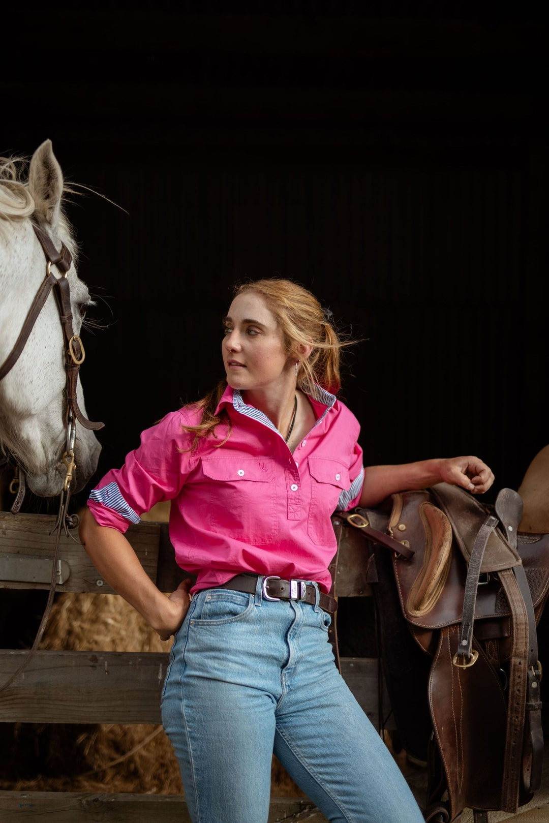 Heidi Workshirt in Bright Pink - H&S Heritage