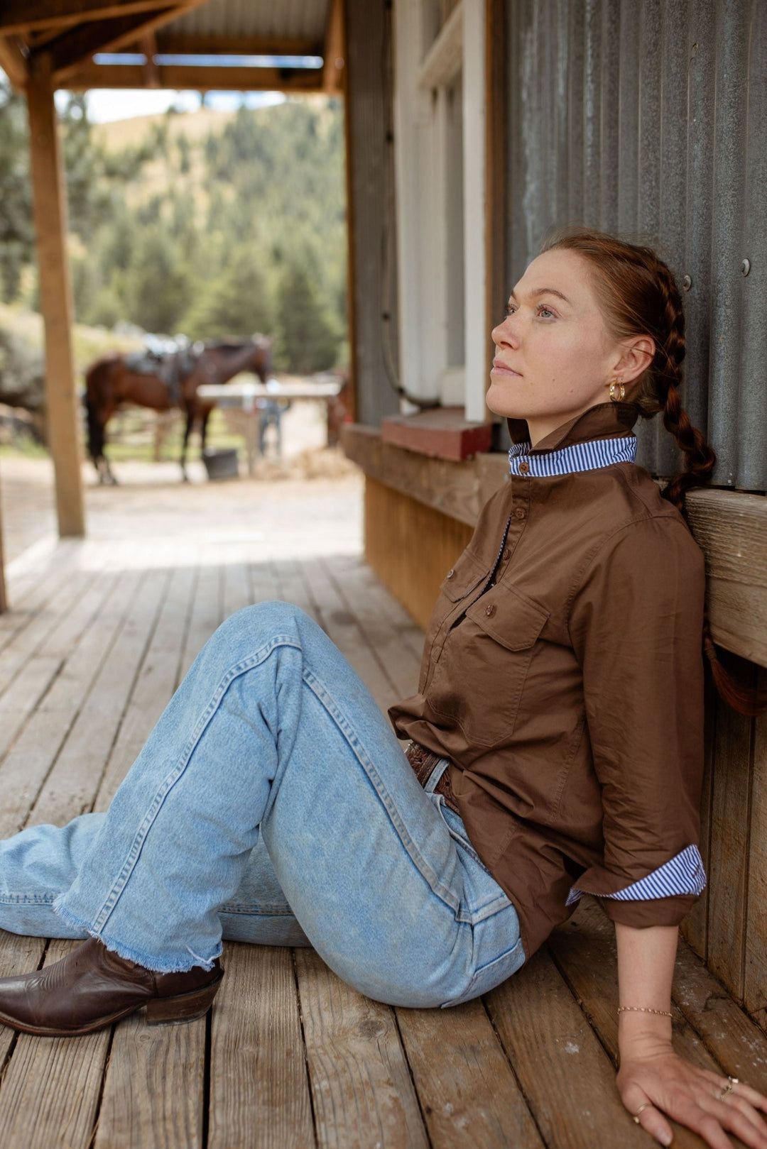 Heidi Workshirt in Chocolate - H&S Heritage