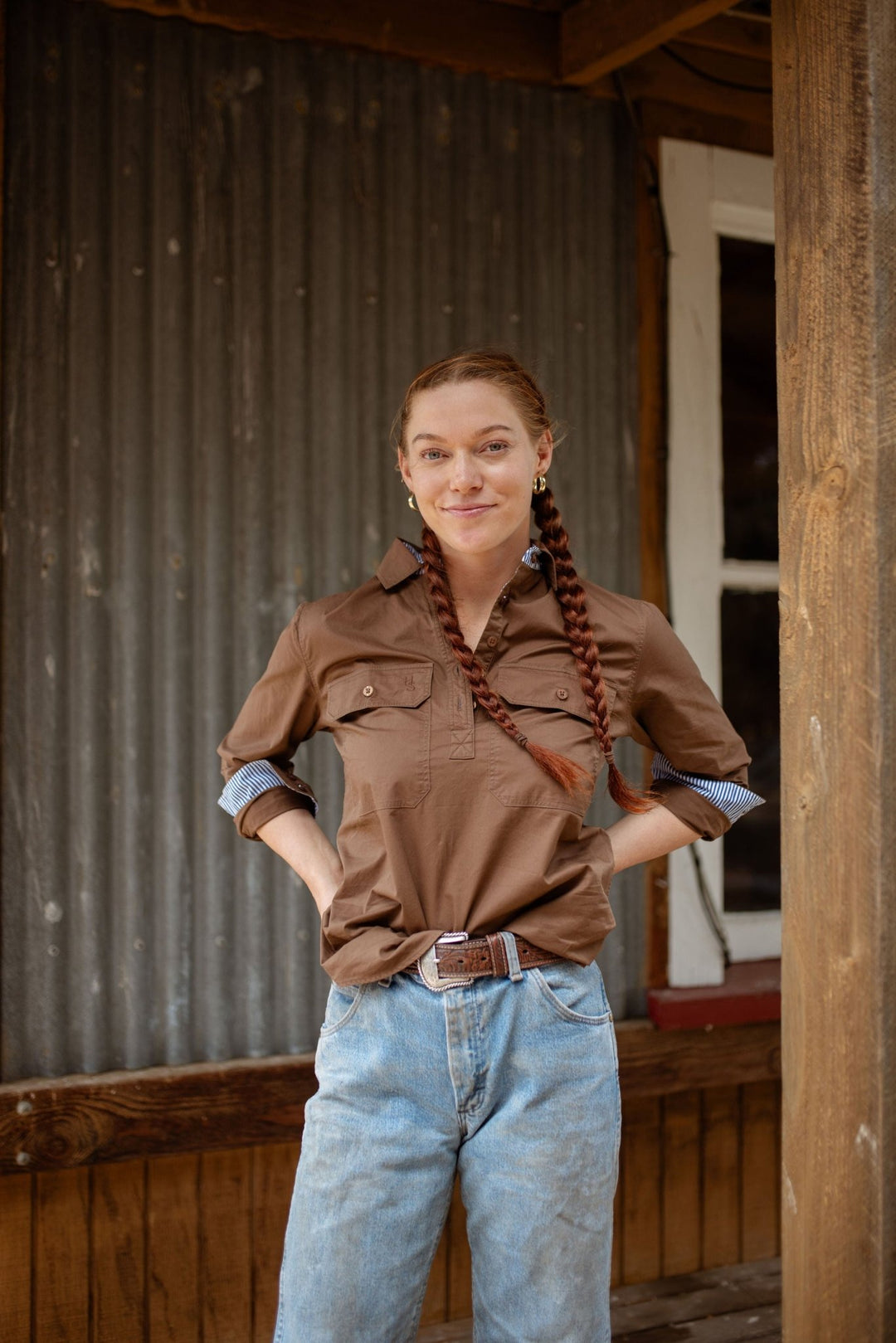 Heidi Workshirt in Chocolate - H&S Heritage