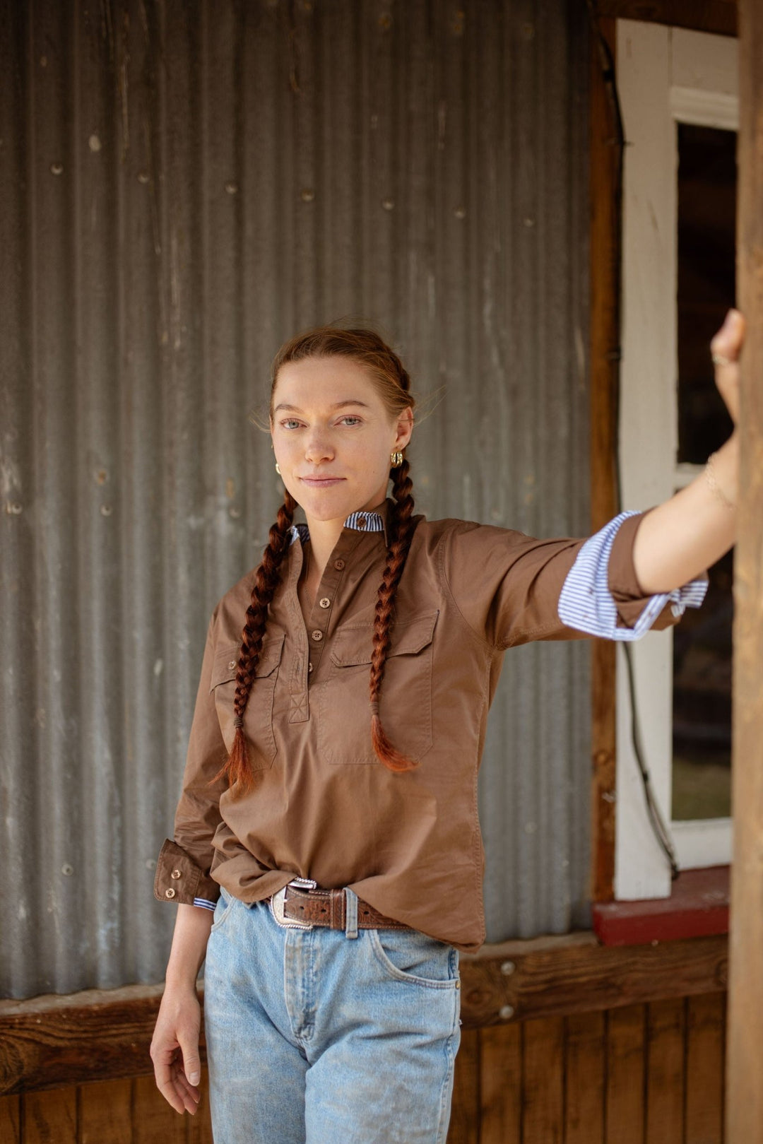 Heidi Workshirt in Chocolate - H&S Heritage