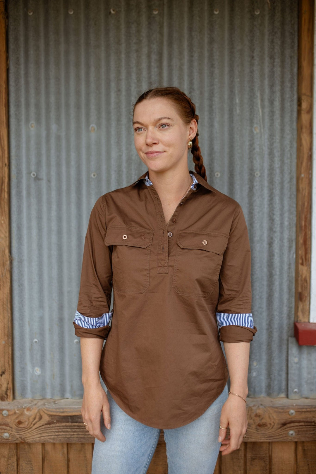 Heidi Workshirt in Chocolate - H&S Heritage