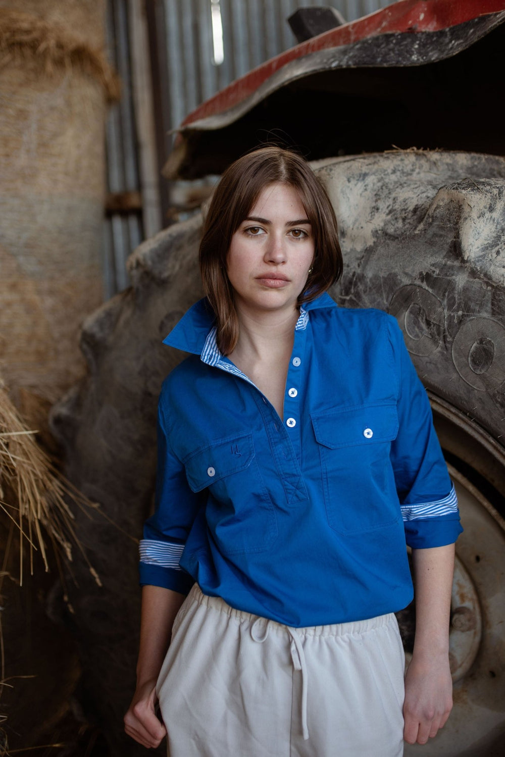 Heidi Workshirt in Cobalt Blue - H&S Heritage