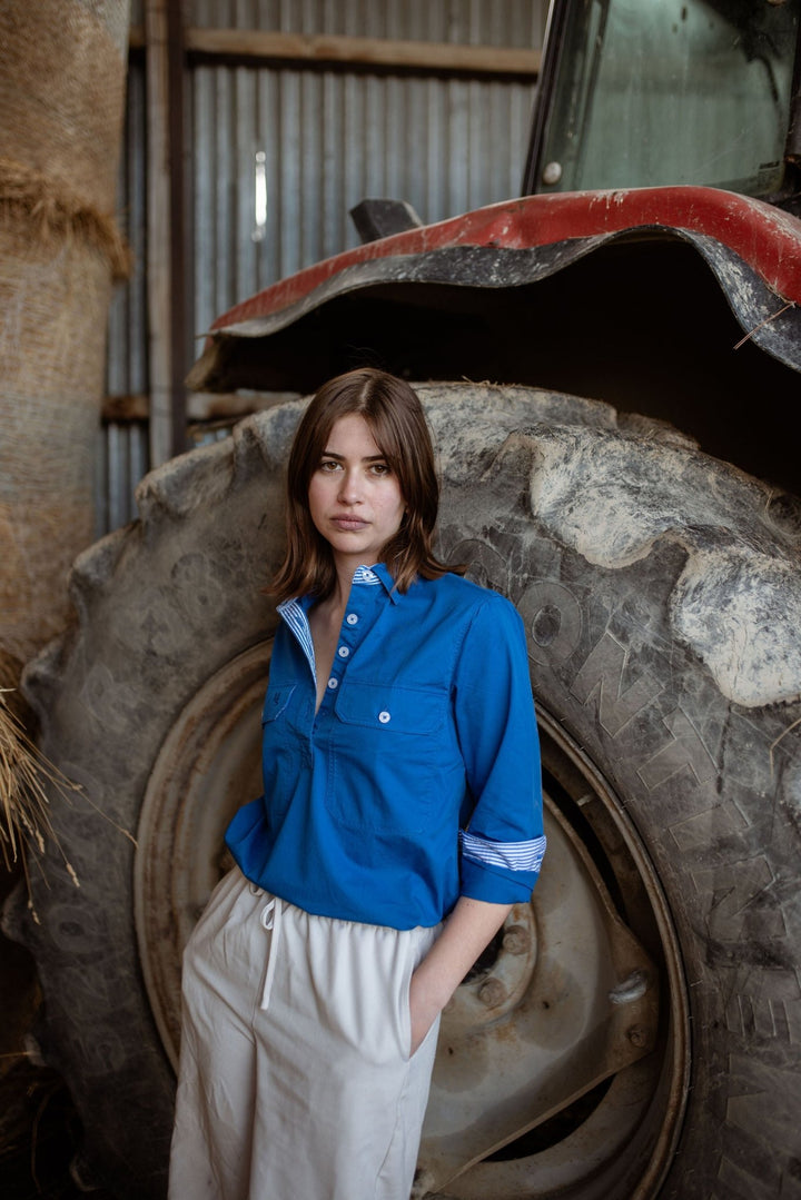 Heidi Workshirt in Cobalt Blue - H&S Heritage