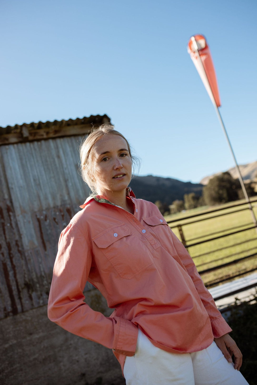 Heidi Workshirt in Coral - H&S Heritage
