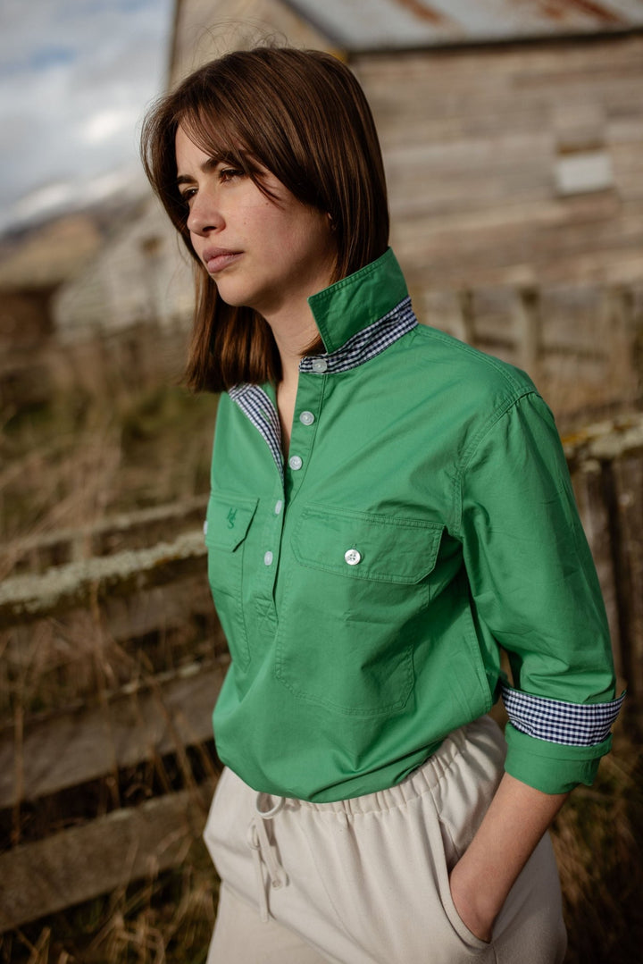 Heidi Workshirt in Emerald Green - H&S Heritage