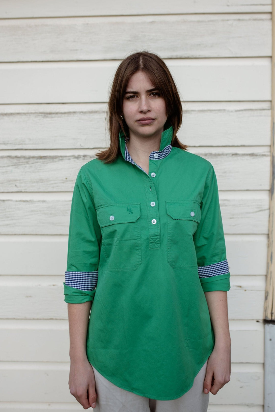 Heidi Workshirt in Emerald Green - H&S Heritage