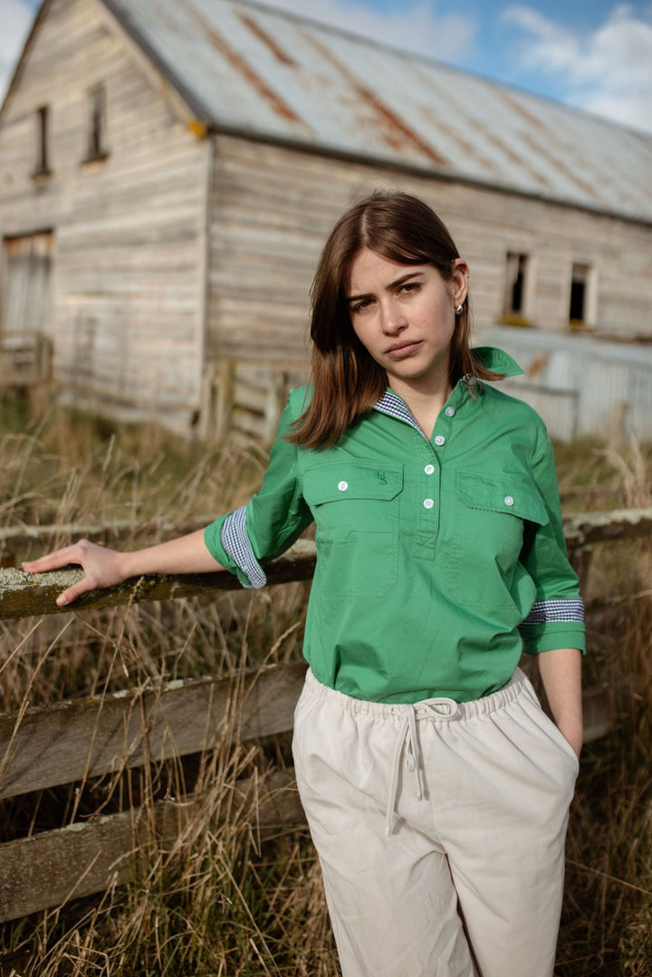 Heidi Workshirt in Emerald Green - H&S Heritage