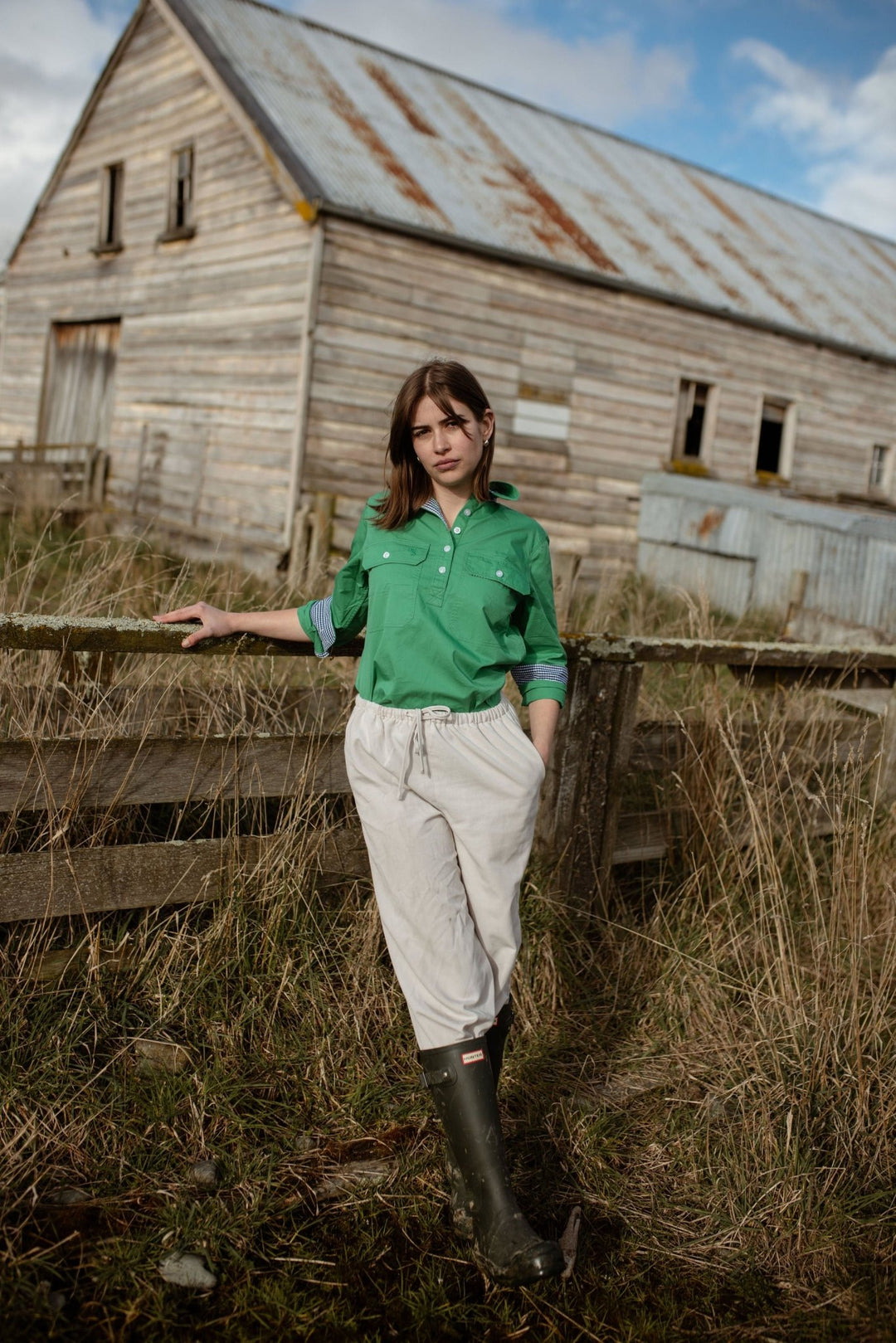 Heidi Workshirt in Emerald Green - H&S Heritage