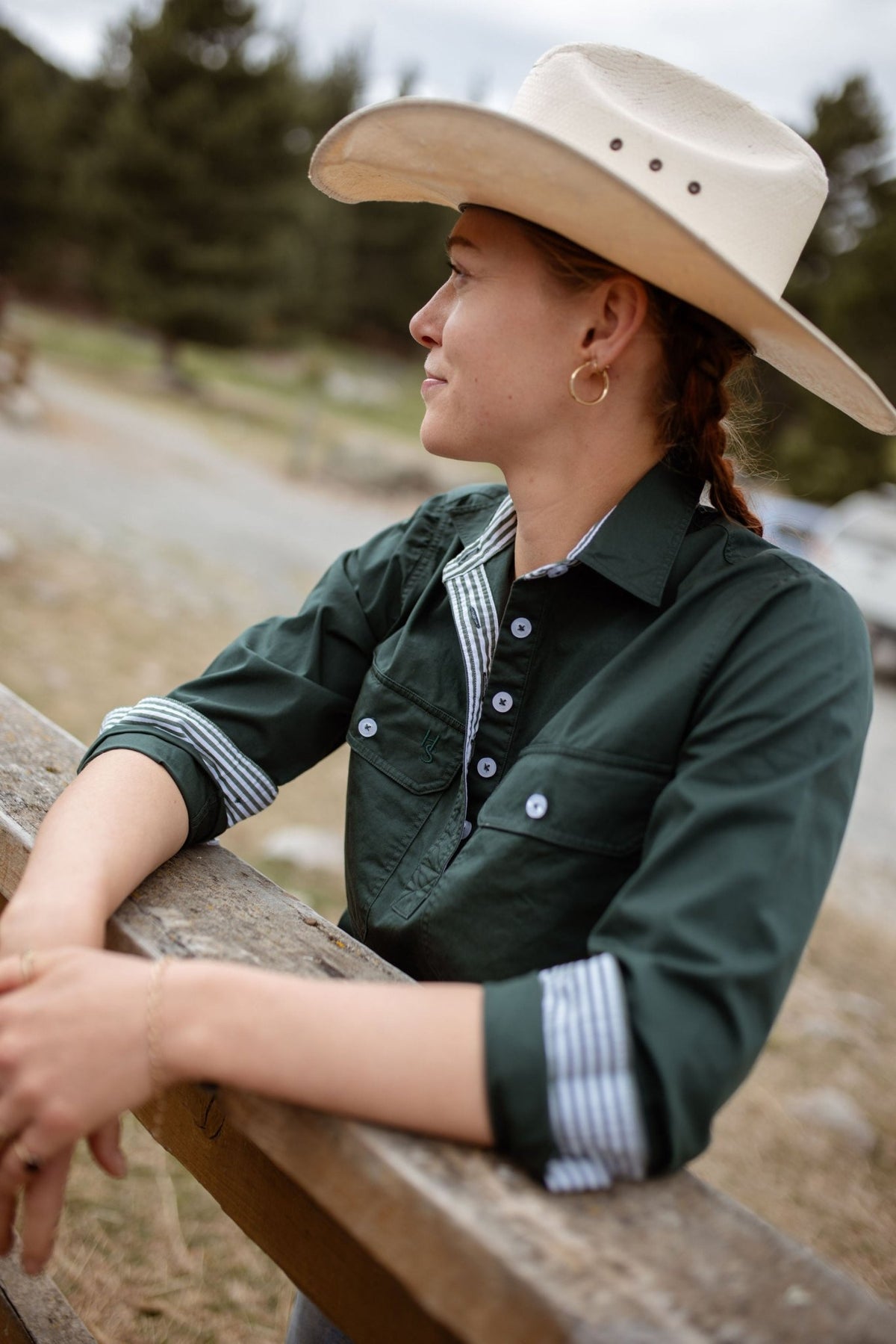 Heidi Workshirt in Forest Green | H&S Heritage