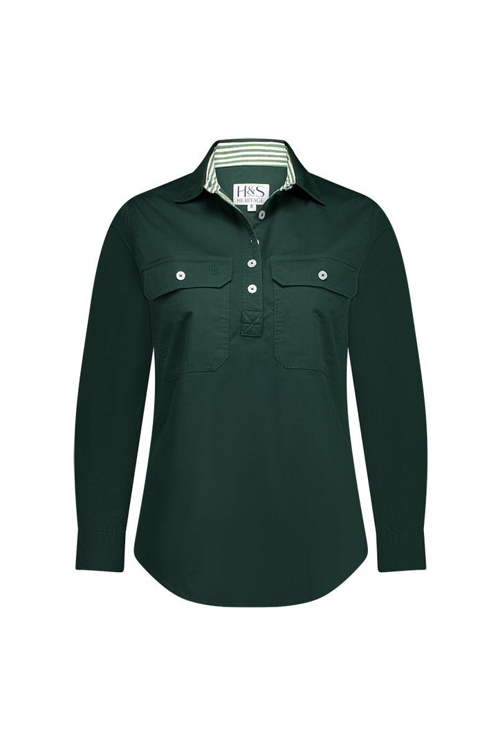 Heidi Workshirt in Forest Green - H&S Heritage