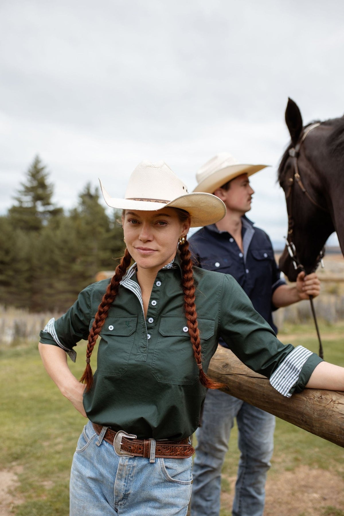 Heidi Workshirt in Forest Green | H&S Heritage