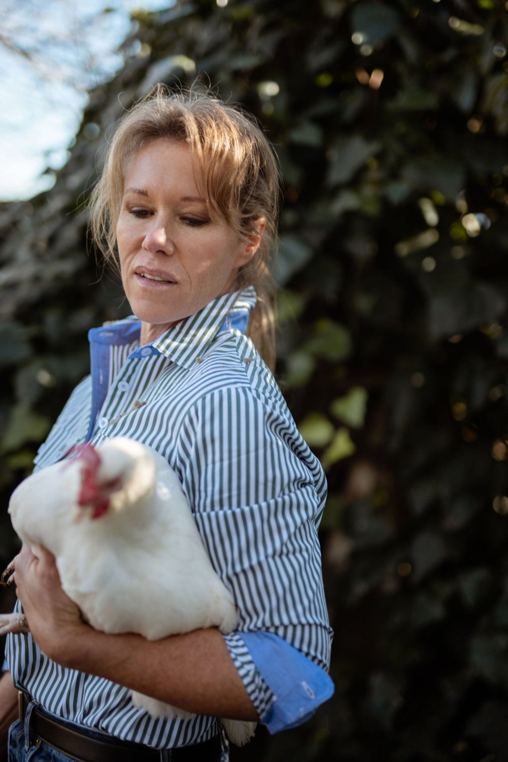 Heidi Workshirt in Green and White Stripe - H&S Heritage