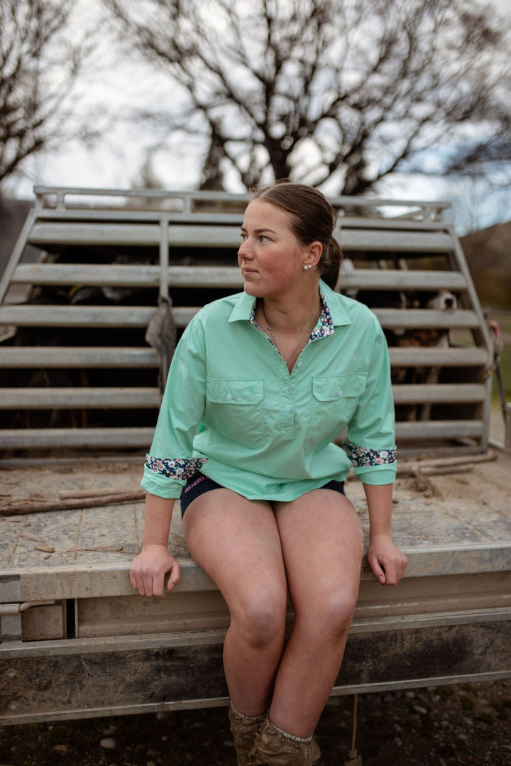 Heidi Workshirt in Mint - H&S Heritage