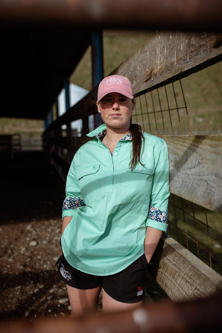 Heidi Workshirt in Mint - H&S Heritage
