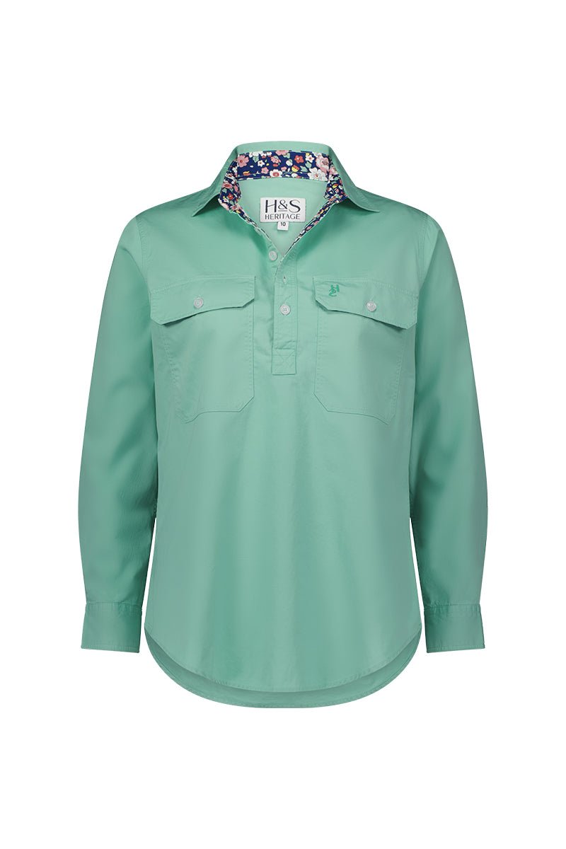 Heidi Workshirt in Mint - H&S Heritage