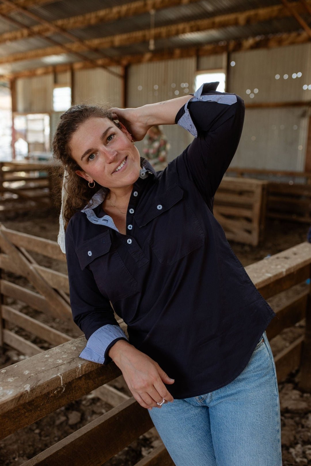 Heidi Workshirt in Navy - H&S Heritage