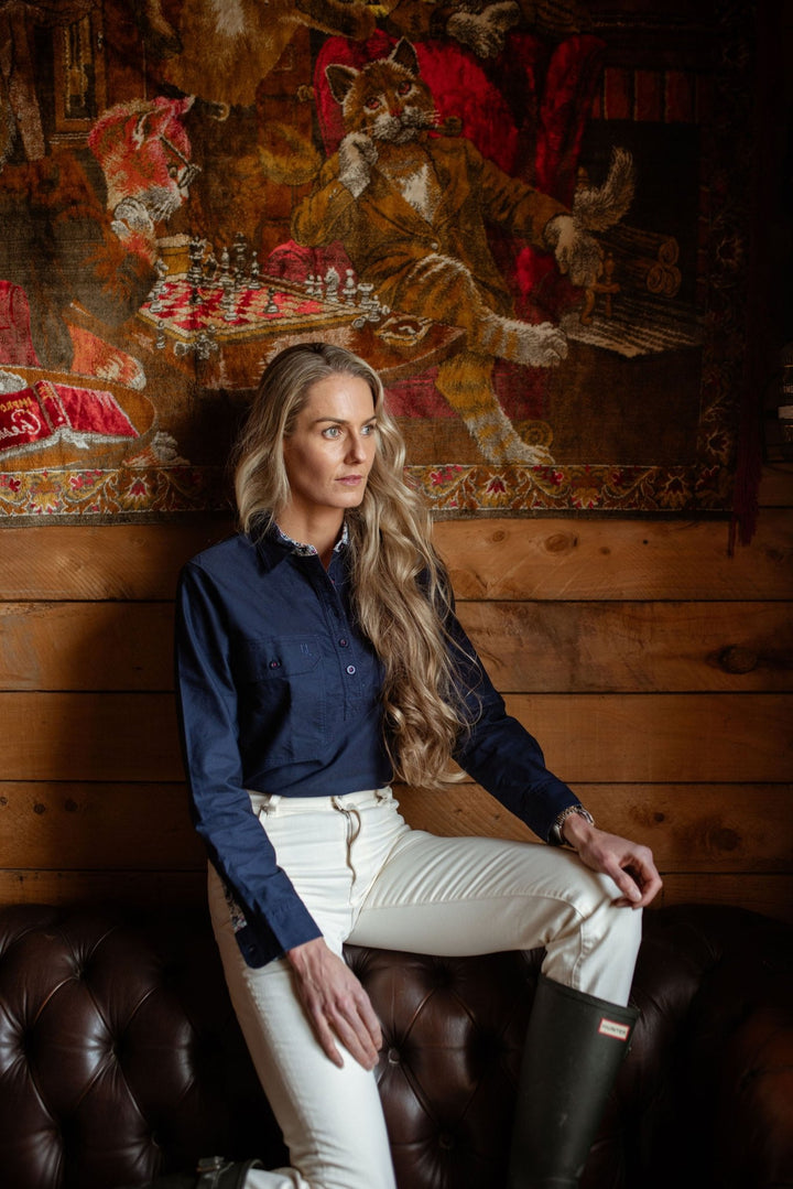 Heidi Workshirt in Navy Oxford Cotton - H&S Heritage