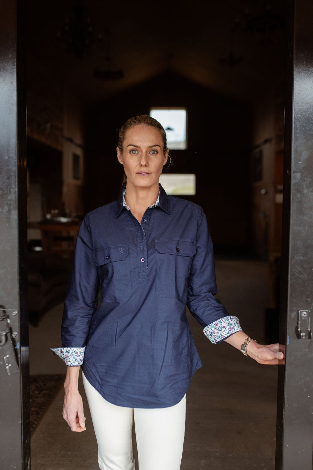 Heidi Workshirt in Navy Oxford Cotton - H&S Heritage