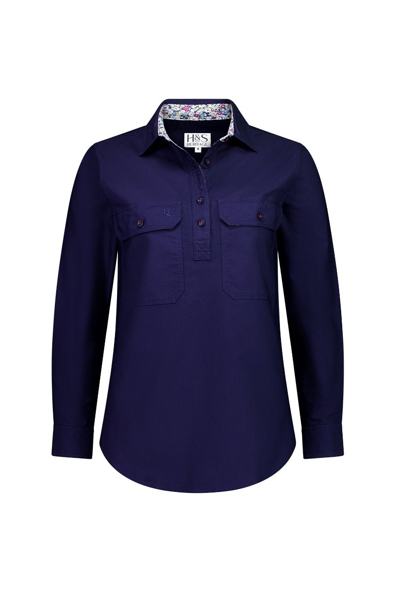 Heidi Workshirt in Navy Oxford Cotton - H&S Heritage