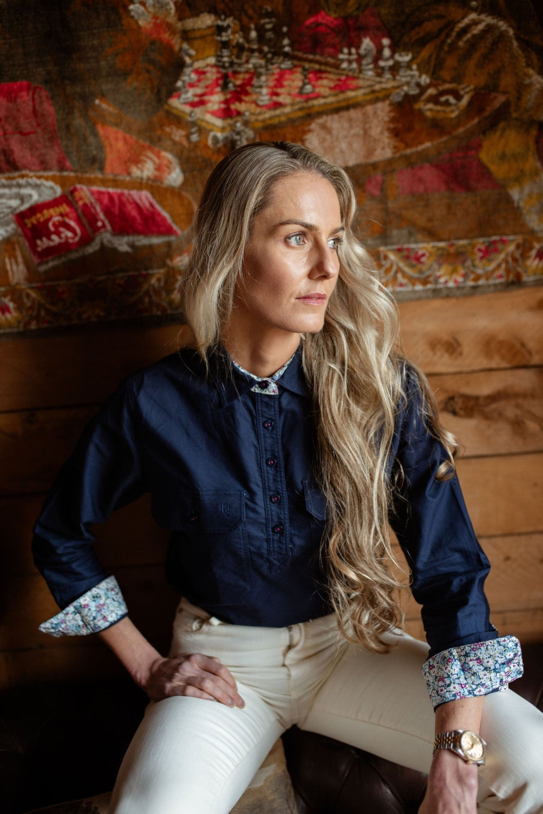 Heidi Workshirt in Navy Oxford Cotton - H&S Heritage