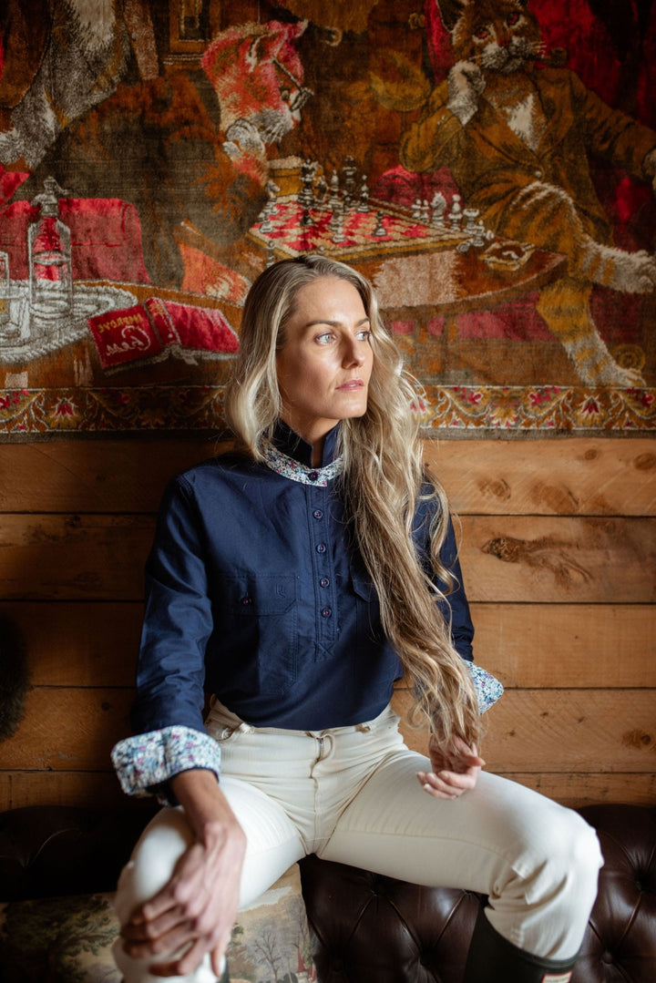 Heidi Workshirt in Navy Oxford Cotton - H&S Heritage