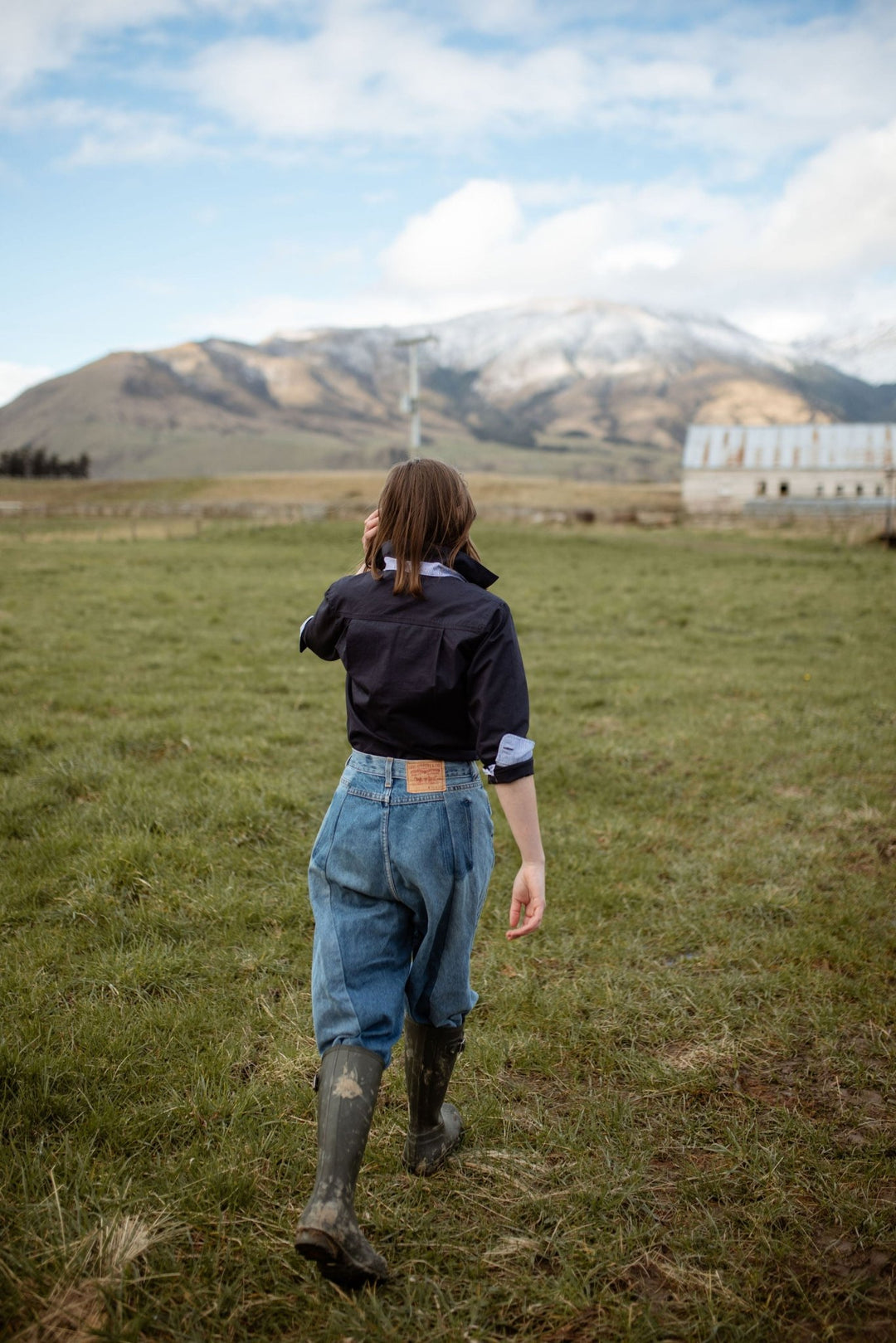 Heidi Workshirt in Navy with Stripe - H&S Heritage