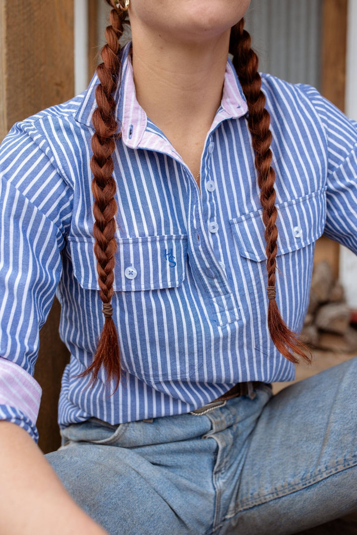 Heidi Workshirt in Oxford Cotton Stripe - H&S Heritage