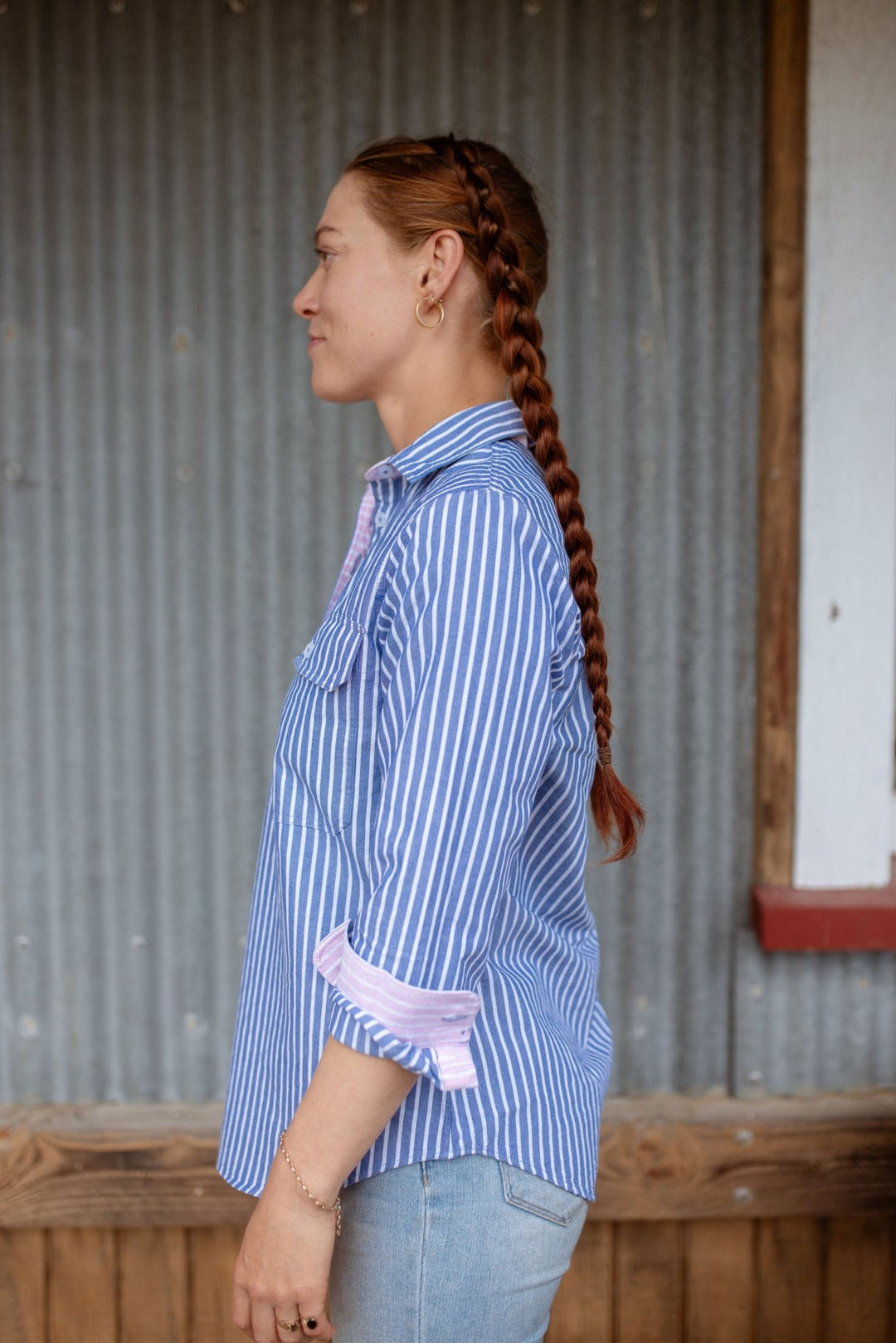 Heidi Workshirt in Oxford Cotton Stripe - H&S Heritage