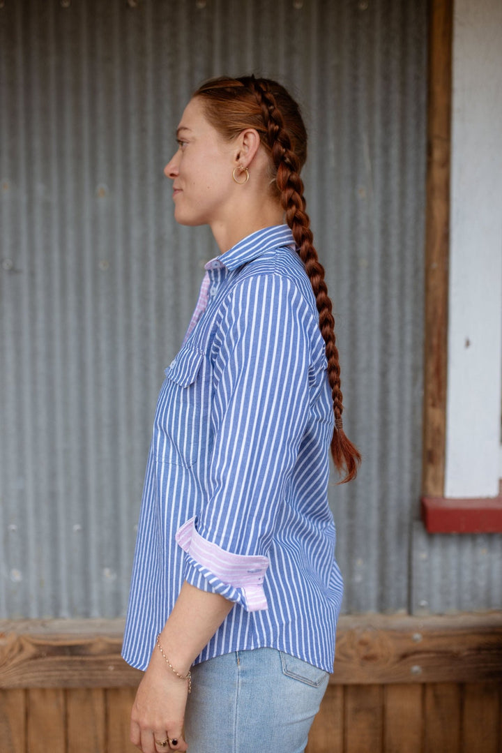 Heidi Workshirt in Oxford Cotton Stripe - H&S Heritage