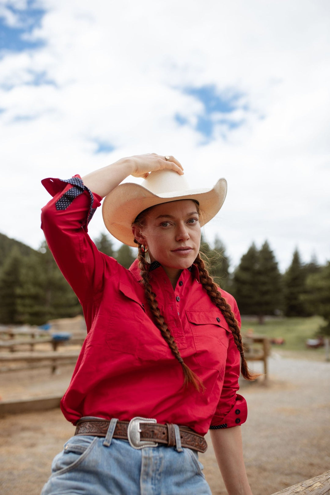 Heidi Workshirt in Red - H&S Heritage