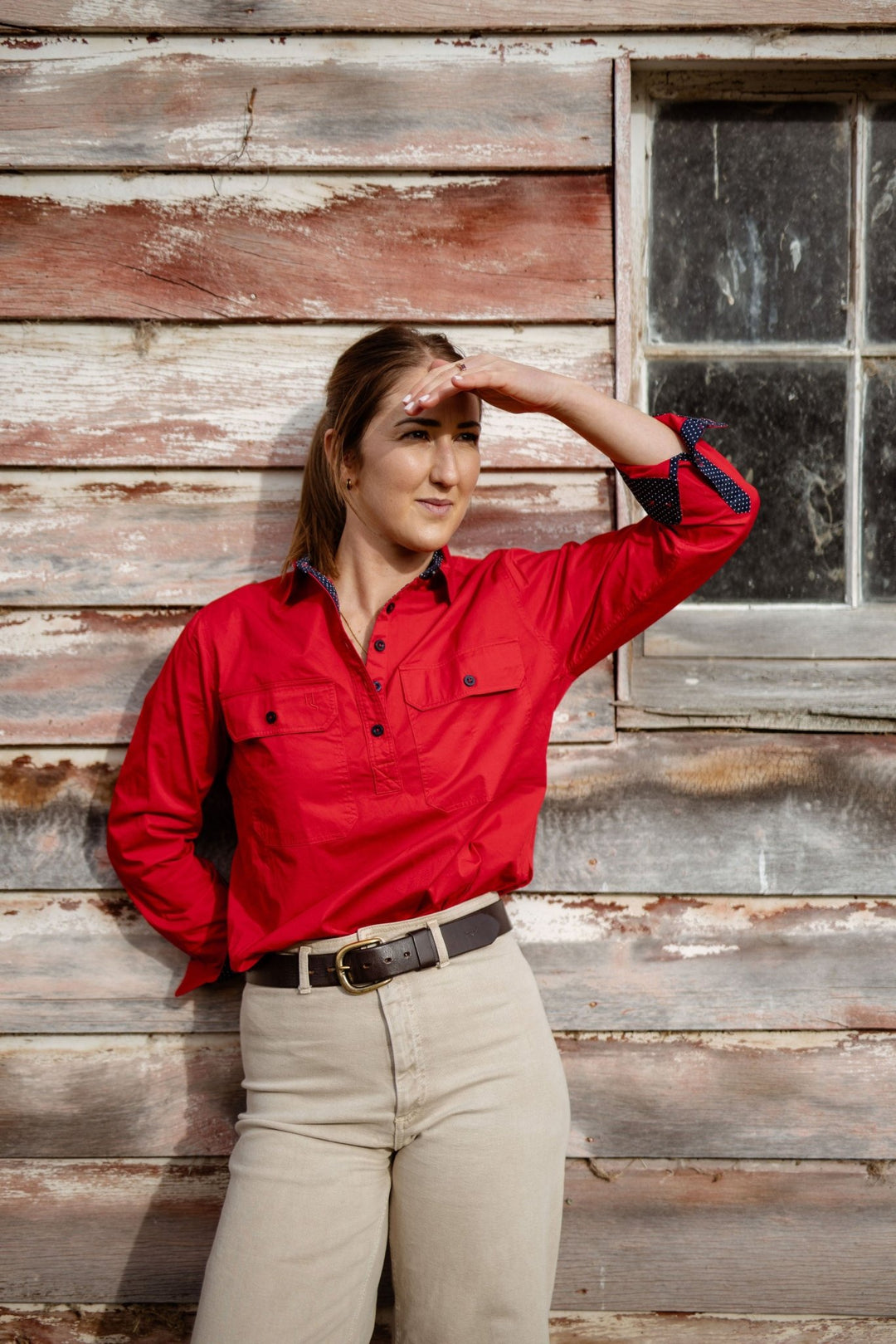 Heidi Workshirt in Red - H&S Heritage