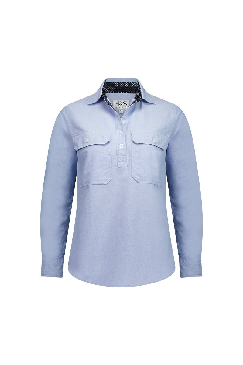 Heidi Workshirt in Sky Oxford Cotton - H&S Heritage