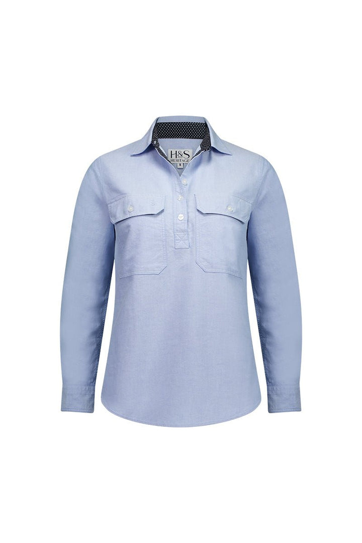 Heidi Workshirt in Sky Oxford Cotton - H&S Heritage
