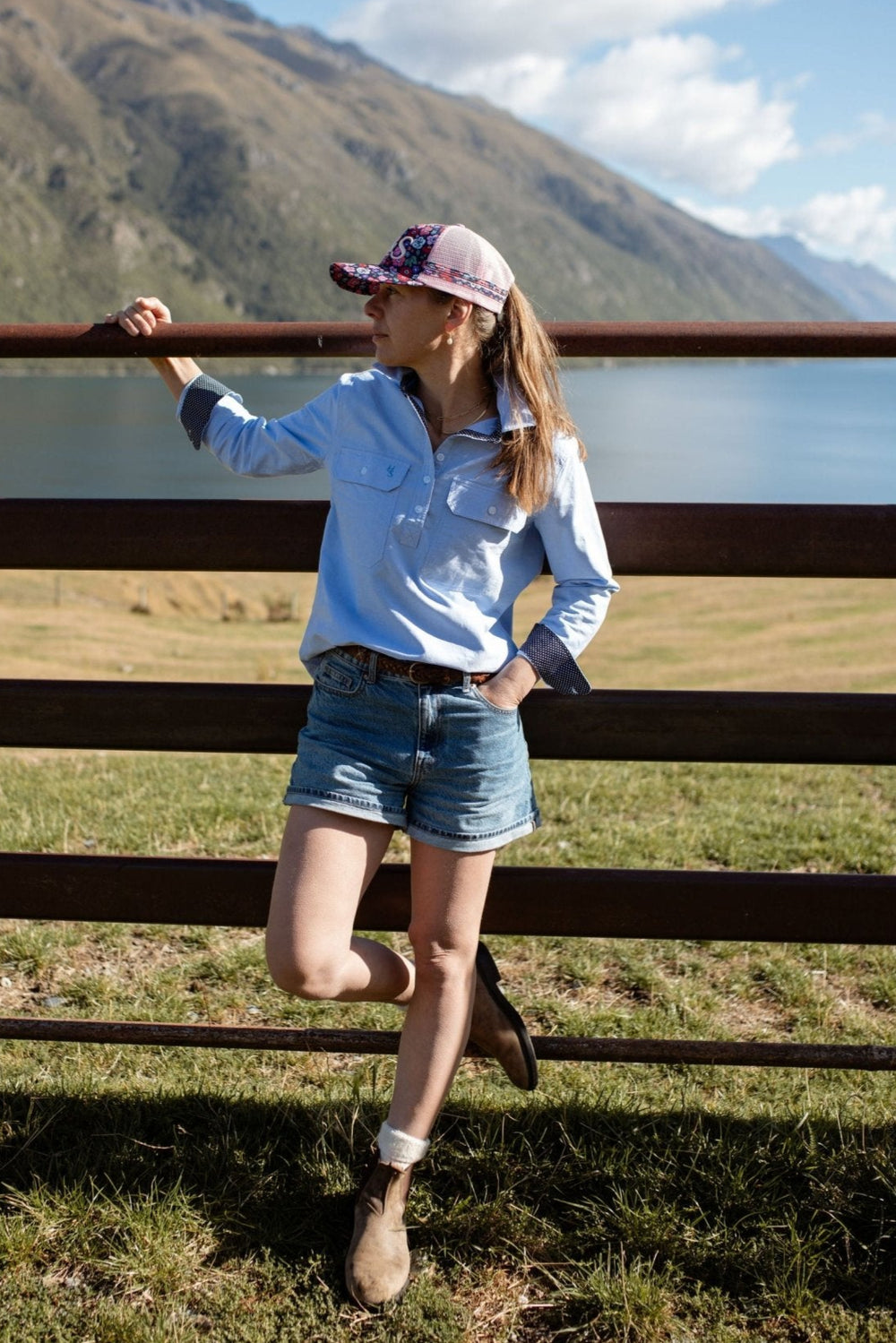 Heidi Workshirt in Sky Oxford Cotton - H&S Heritage