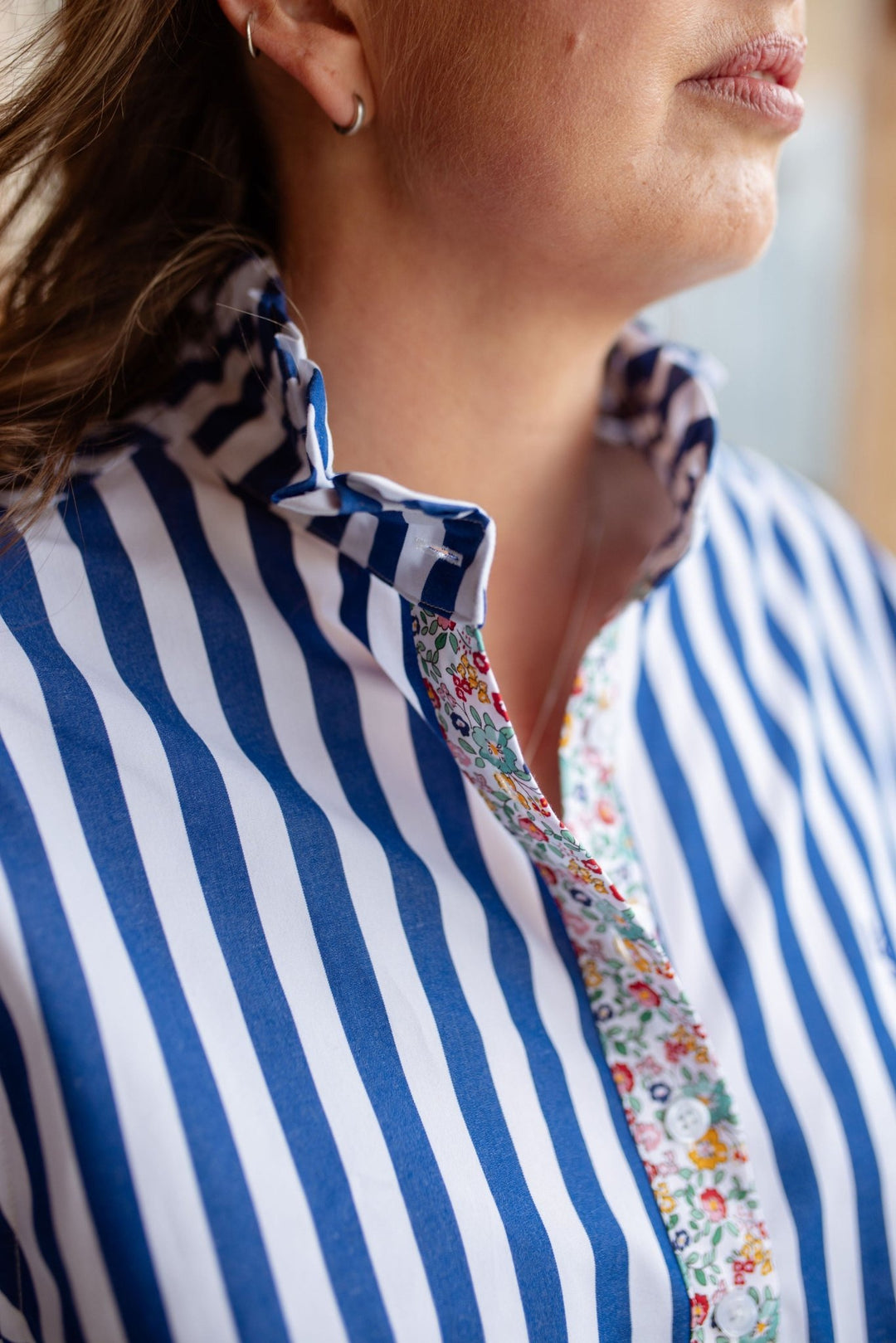 Josie Ruffle Collar Cotton Shirt - H&S Heritage