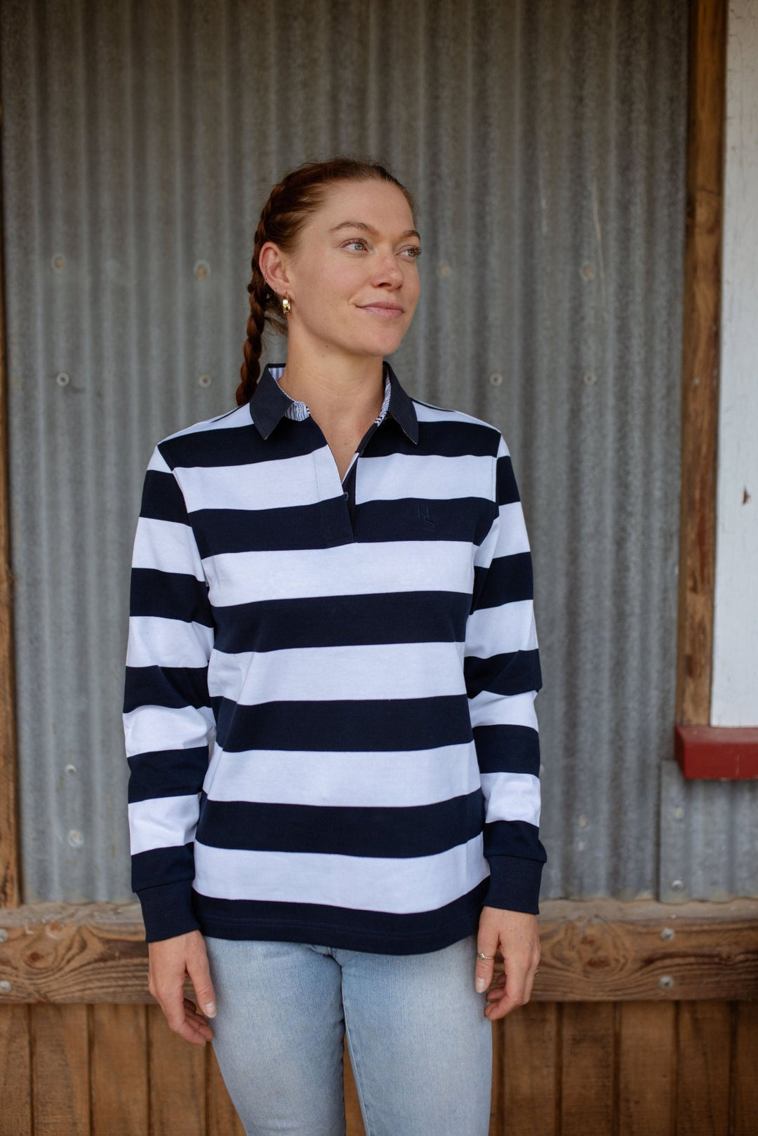 Lucy Rugby in Navy and White Stripe - H&S Heritage