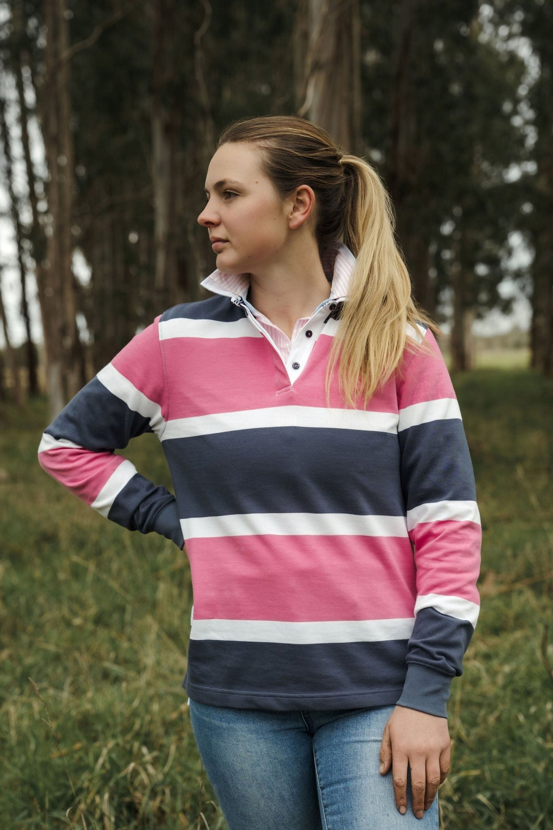 Lucy Rugby in Pink and Blue Stripe - H&S Heritage
