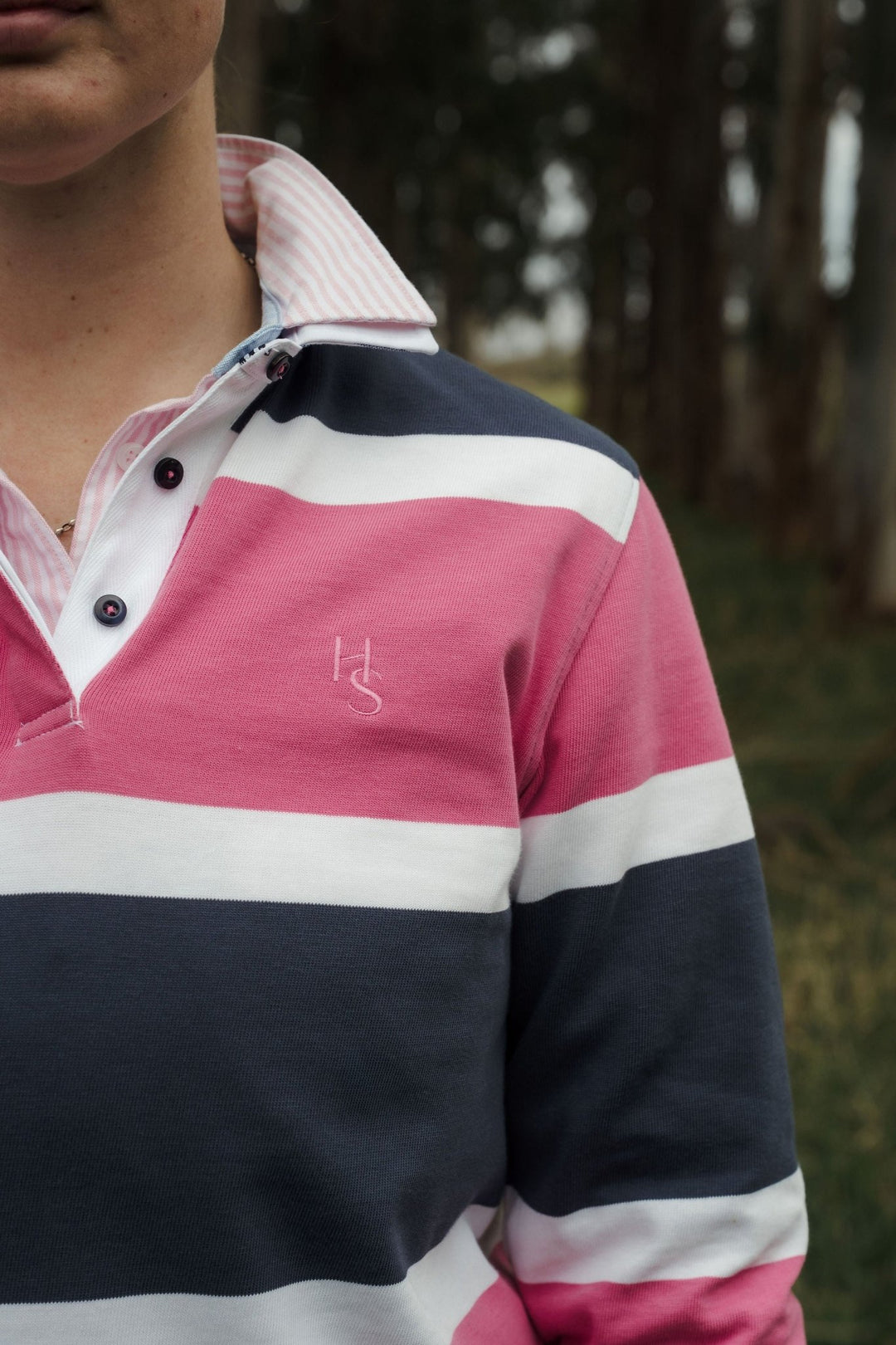 Lucy Rugby in Pink and Blue Stripe - H&S Heritage