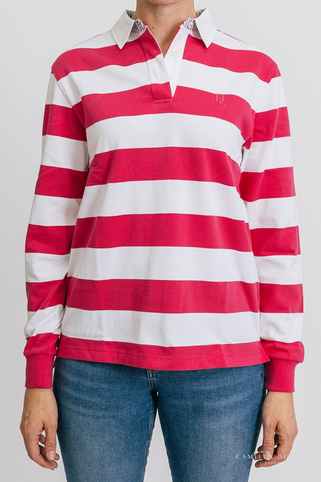 Lucy Rugby in Pink and White Stripe - H&S Heritage