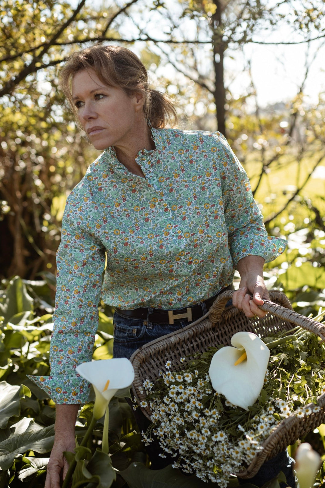 Margot Ruffle Collar Cotton Shirt - H&S Heritage