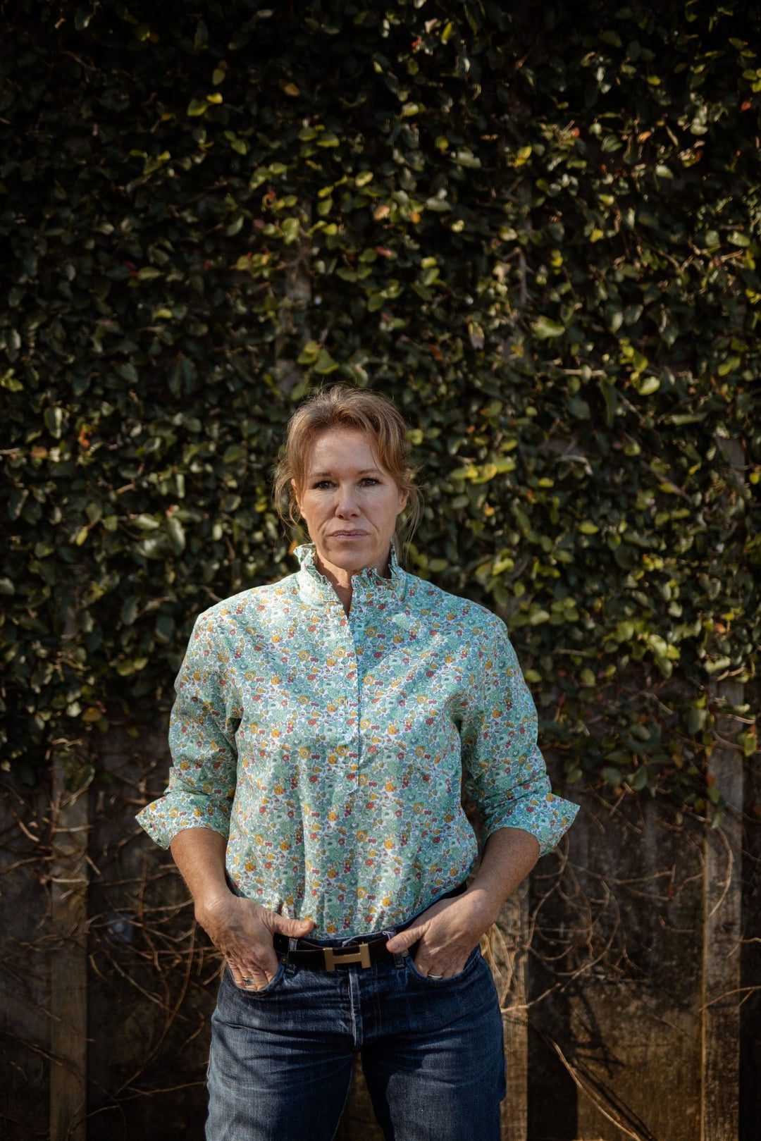 Margot Ruffle Collar Cotton Shirt - H&S Heritage