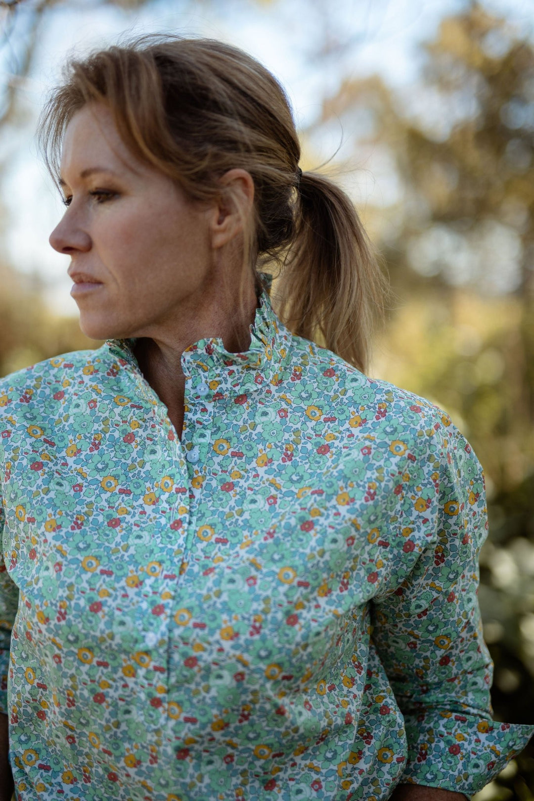 Margot Ruffle Collar Cotton Shirt - H&S Heritage