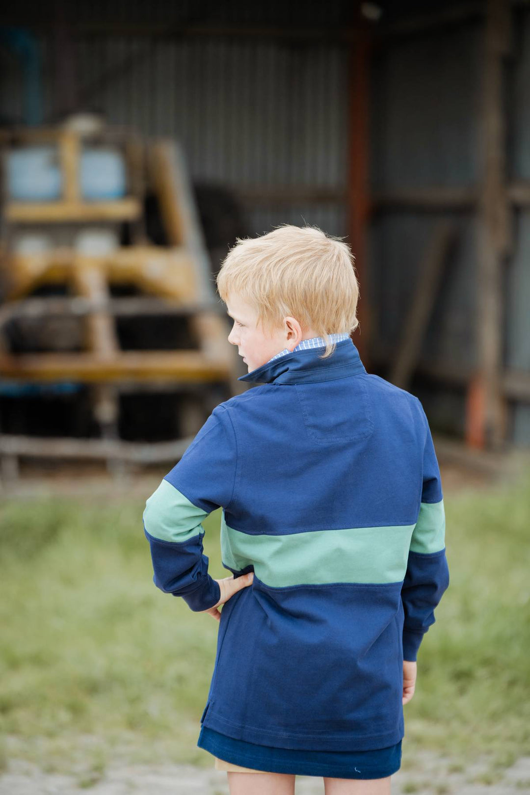 Sammy Rugby in Navy and Sage - H&S Heritage