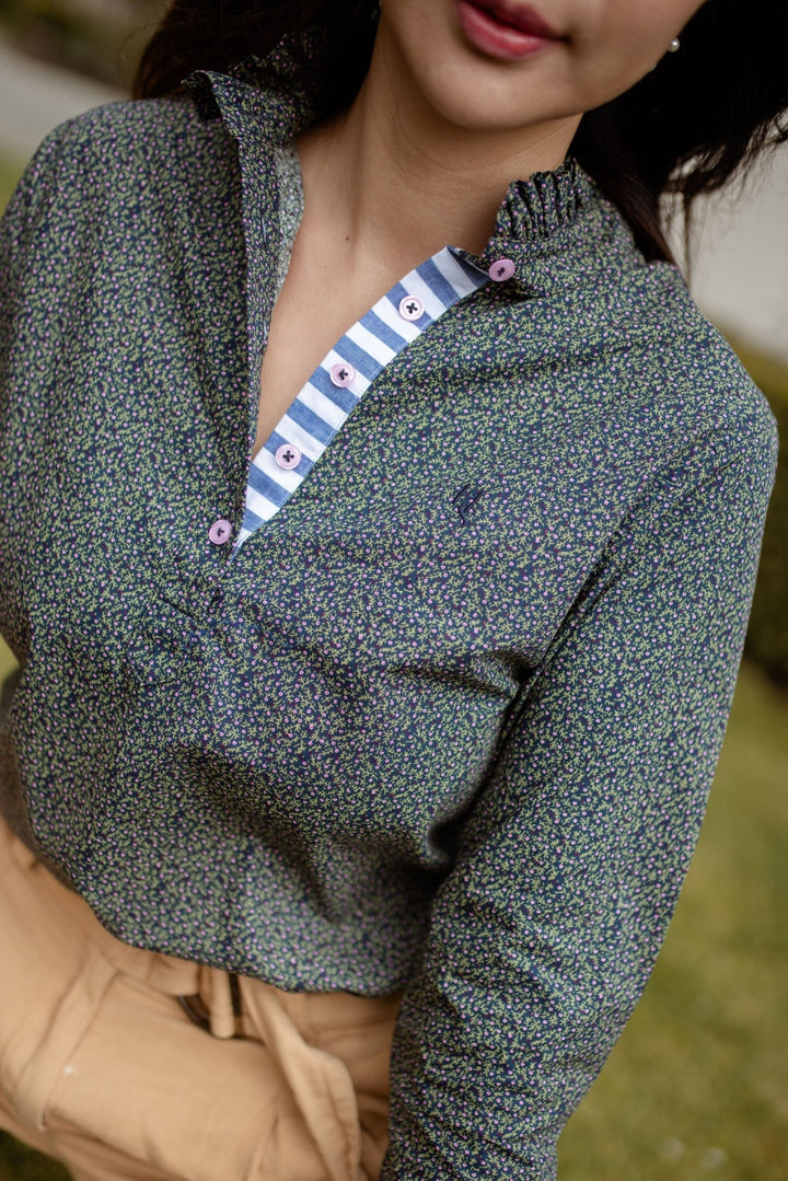 Sophia Ruffle Collar Cotton Shirt - H&S Heritage