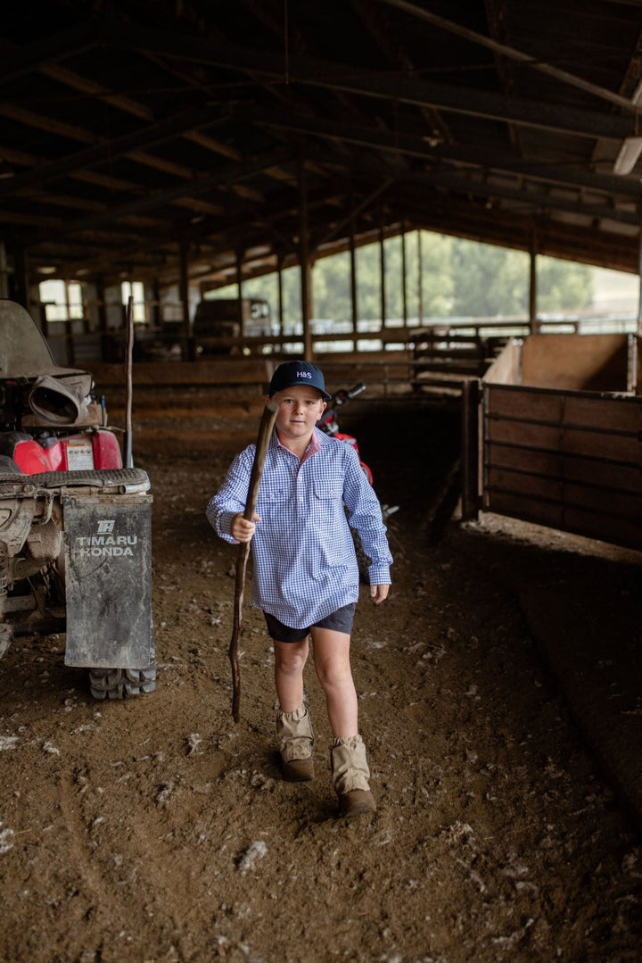 Stevie Workshirt in Blue Check - H&S Heritage