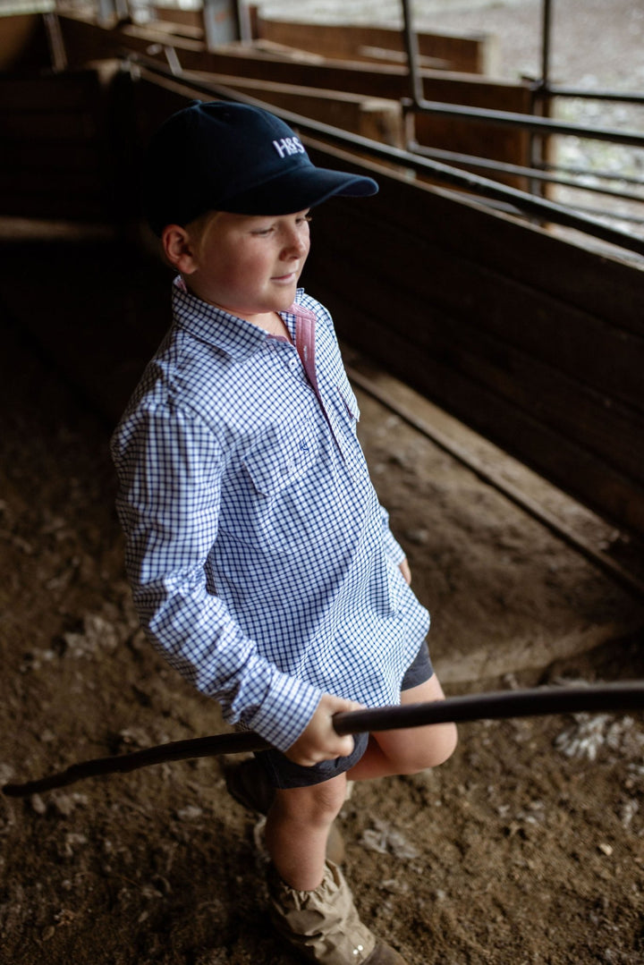 Stevie Workshirt in Blue Check - H&S Heritage