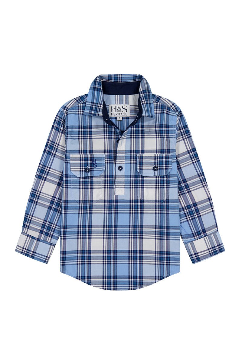 Stevie Workshirt in Blue Check - H&S Heritage