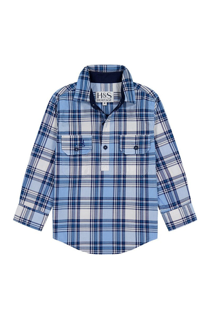 Stevie Workshirt in Blue Check - H&S Heritage