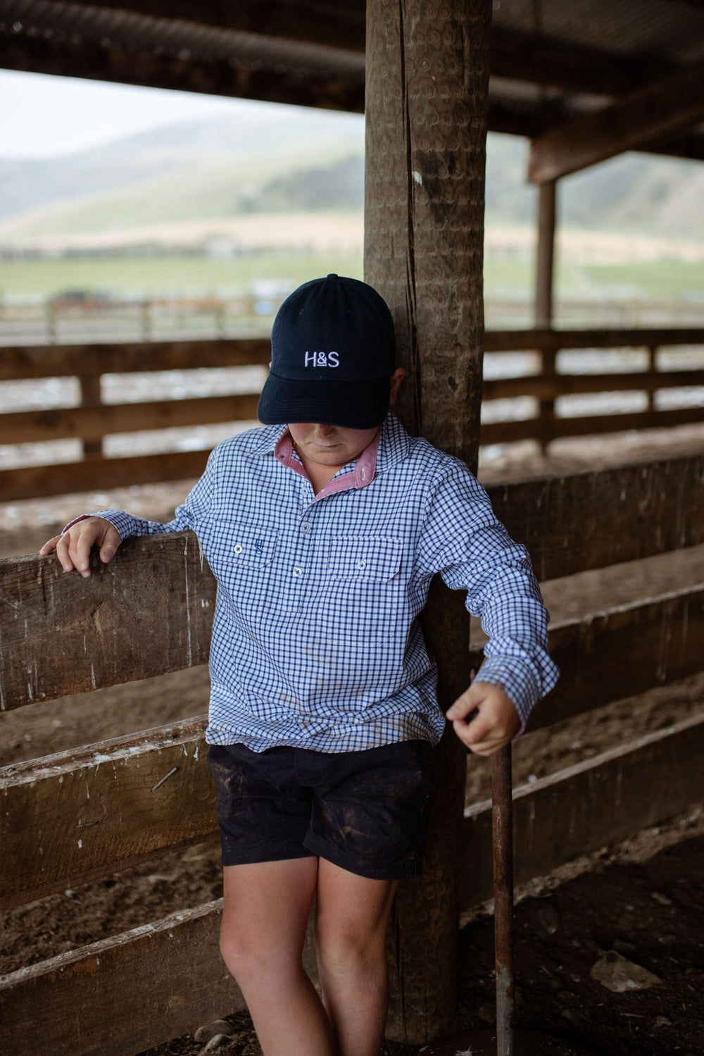 Stevie Workshirt in Blue Check - H&S Heritage
